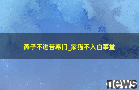 Swallows do not enter the poor family, and cats do not enter the Huashi Hall